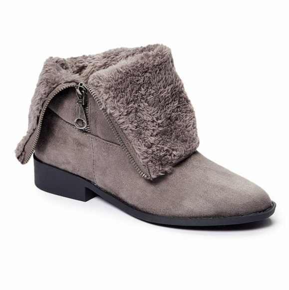 Gray Sherpa Fold-Over Boot Rounded Toe - Picture 3 of 5